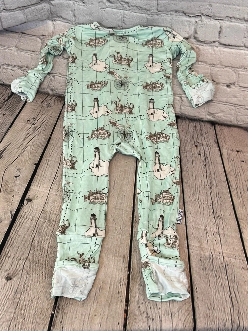 Dreamiere Map Pattern Bamboo Zippie Romper